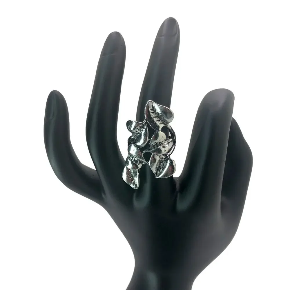 Silver Leaf Cluster Ring - Size 7